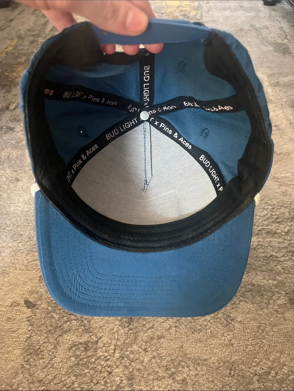 Bud Light Blue Trucker Cap with White Rope Accent Hat